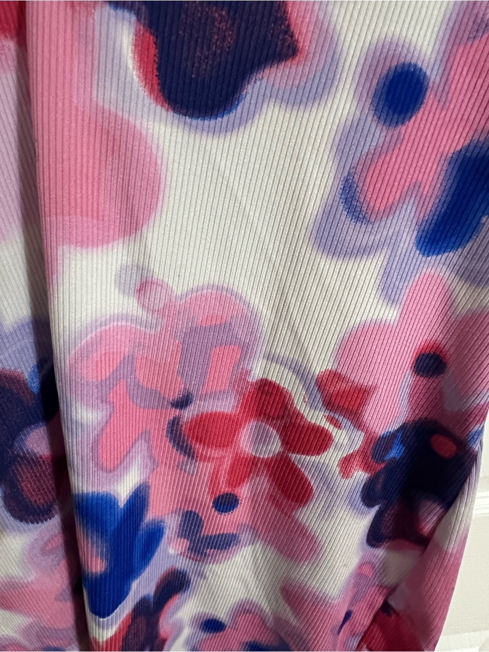 Juicy Couture Floral Polo Dress XL fit L Pink Blue Stretch Ribbed Casual Preppy - Picture 5 of 10